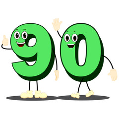 Number Ninety - Cartoon Vector Image