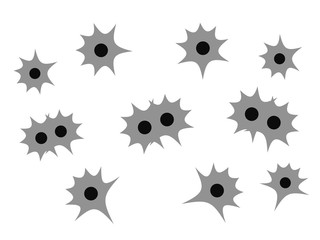 Bullet holes. Black bullet vector broken
