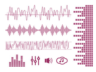 Vector sound. Soundwave musical icons. Radio wave vector