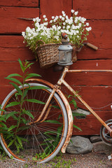 Fototapeta na wymiar bicycle with flowers in a basket