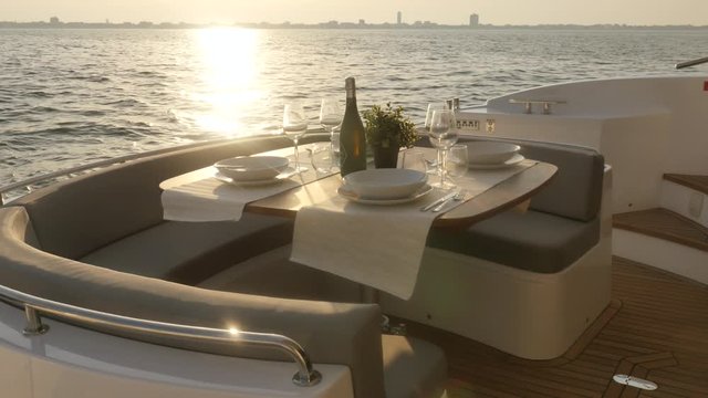 dinner on luxury yacht