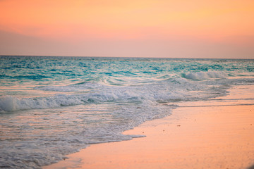Amazing beautiful sunset on an exotic caribbean beach