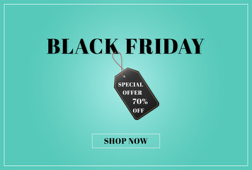 Black Friday Sale Banner on Mint Background With Text On The Label Special Offer