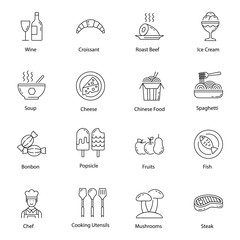 Fast Food and Drinks Line Vectors Pack 