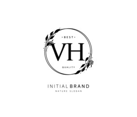 V H VH Beauty vector initial logo, handwriting logo of initial signature, wedding, fashion, jewerly, boutique, floral and botanical with creative template for any company or business.
