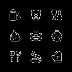 Set line icons of grill