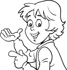 Fototapeta na wymiar Illustration of a boy pointing his hand