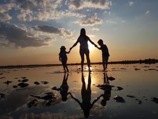 family on the beach