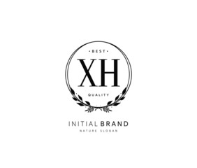 X H XH Beauty vector initial logo, handwriting logo of initial signature, wedding, fashion, jewerly, boutique, floral and botanical with creative template for any company or business.