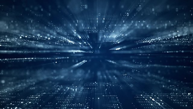 4K Digital cyberspace with particles and Digital data network connections concept.