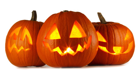 Halloween Pumpkins on white