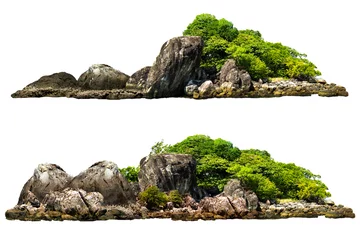 Kissenbezug Die Bäume auf der Insel und Felsen. Isoliert auf weißem Hintergrund © ธานี สุวรรณรัตน์