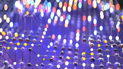 Floating mesh of network abstract 3D render illustration