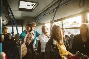 Passengers inside of public transport 