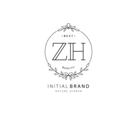 Z H ZH Beauty vector initial logo, handwriting logo of initial signature, wedding, fashion, jewerly, boutique, floral and botanical with creative template for any company or business.
