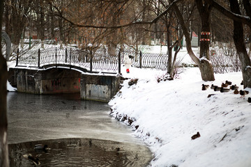 Winter landscape of country fields and roads