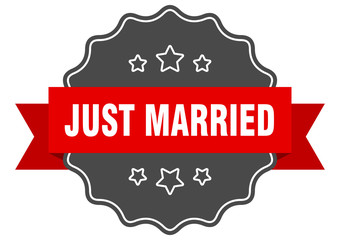 just married red label. just married isolated seal. just married