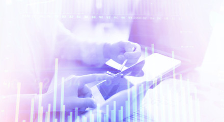 Business People Meeting Planning Analysis Statistics Brainstorming abstract background. Finance stock market strategy concept