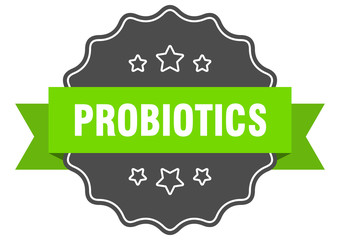 probiotics isolated seal. probiotics green label. probiotics