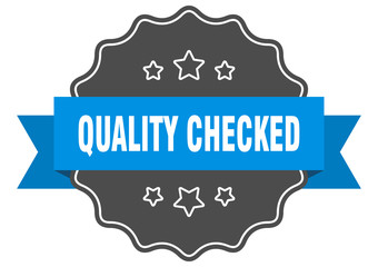 quality checked blue label. quality checked isolated seal. quality checked