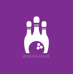 Bowling ball and pins isolated on background