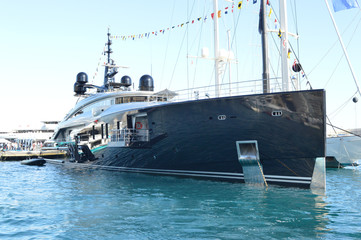 Superyacht at the marina yacht club