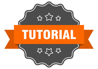 tutorial isolated seal. tutorial orange label. tutorial - obrazy, fototapety, plakaty