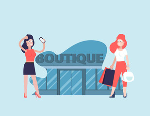 Flat fashion shopping girl illustration