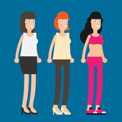 Young woman. Vector flat style cartoon illustration