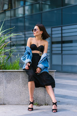 Portrait of beautiful female fashion model