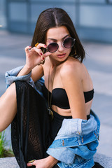 Portrait of beautiful female fashion model