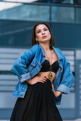 Portrait of beautiful female fashion model