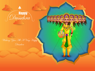 vector illustration of Ravana in Happy Navratri Dussehra festival of India