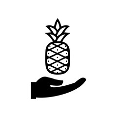hand with pineapple, business icon vector design template