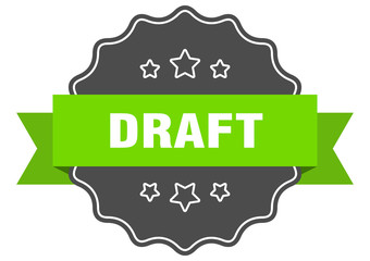 draft isolated seal. draft green label. draft