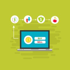 Illustration of vector flat design business composition with online shop