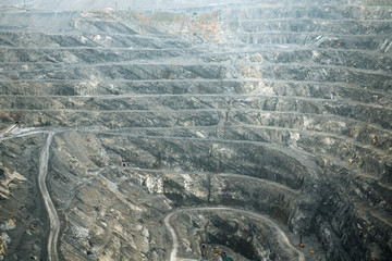 Mining in an open giant quarry