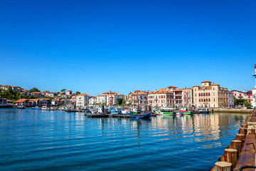 Saint-Jean-de-Luz, France - View of the harbor and the village dwellings