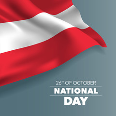 Austria happy national day greeting card, banner, vector illustration - obrazy, fototapety, plakaty