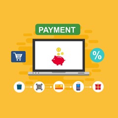 Illustration of vector flat design business composition with online shop