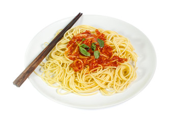 Spaghetti noodles  isolated background