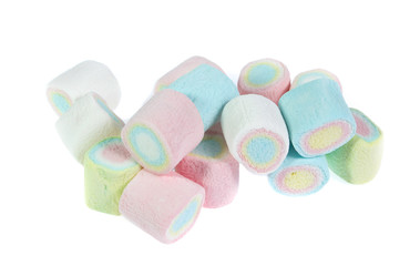 colorful marshmallows candy  on white background