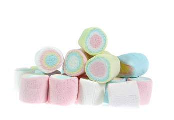 Fototapeta na wymiar colorful marshmallows candy on white background