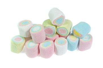 colorful marshmallows candy  on white background