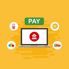 Illustration of vector flat design business composition with online shop