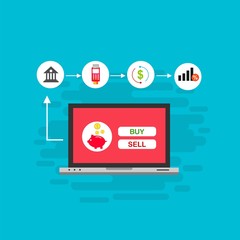 Illustration of vector flat design business composition with online shop