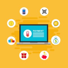 Illustration of vector flat design business composition with online shop