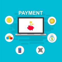 Illustration of vector flat design business composition with online shop