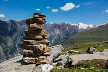 Stone cairn in Himalayas