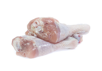 Raw chicken  on cutting board on white background